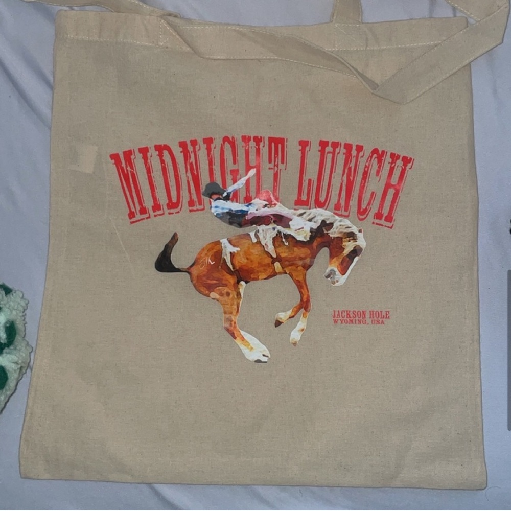 Midnight Lunch Beige Tote Bag